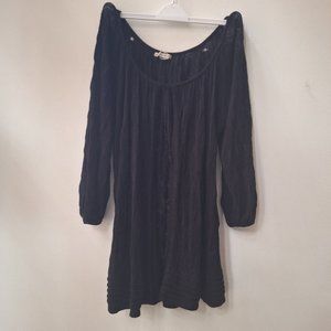 KENSIE Black Crochet Tie Front Bell Sleeve Cardigan